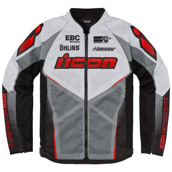 Icon Hooligan Ultrabolt Jacket - White/Grey/Red